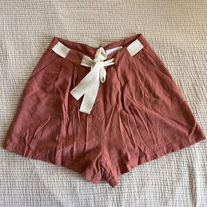 All in Favor Shorts Womens XS High Rise‎ Paperbag Tie Waist Pockets Minimalist